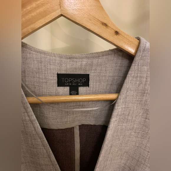 Topshop sz XS Suit vest with belt grey maroon - Picture 2 of 7
